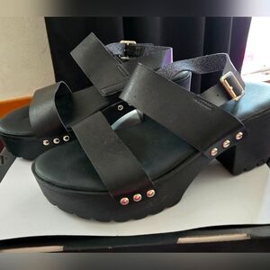 TORRID Black Double Band Chunky Heel